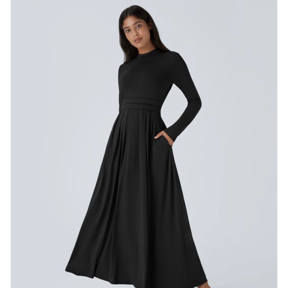 HALARA Black Long Sleeve Maxi Dress